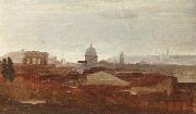 unknow artist a view overlooking a city,roman ruins and a cupola visible on the horizon oil